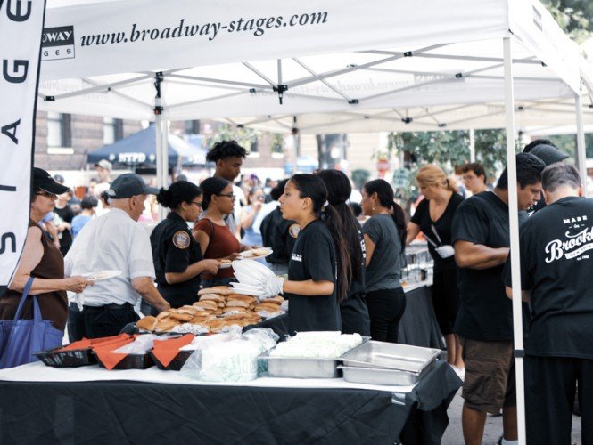 A local outdoor food business serving customers.  